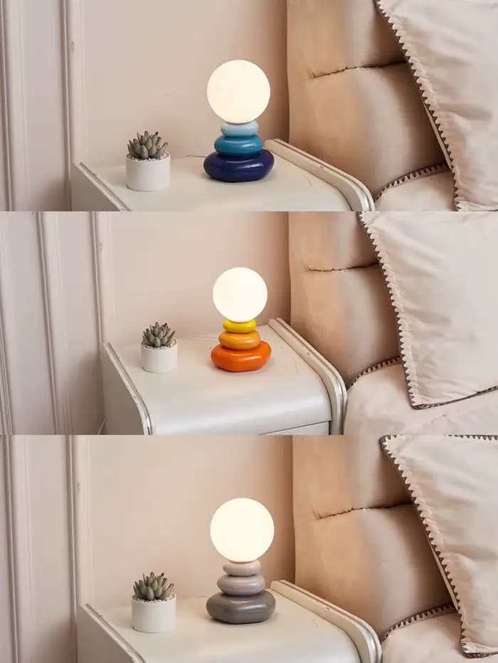 Lampe de table LED en céramique orange/bleue/grise pour chambre à coucher, lampe d'ambiance de bureau, lampe de chevet, lampe lune Stromatolite, articles de décoration de chambre