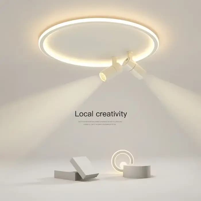 Plafonnier LED moderne avec projecteur, lampe de plafond LED ronde design pour salle à manger, luminaire décoratif pour la maison