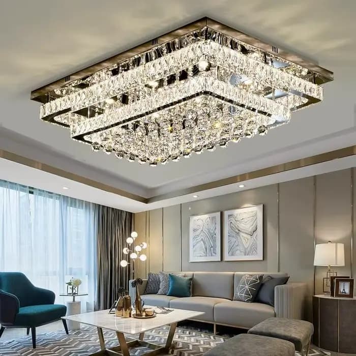 Plafonniers encastrés modernes, lustre à LED dimmable avec cristaux K9 pour salon, chambre à coucher, décoration intérieure
