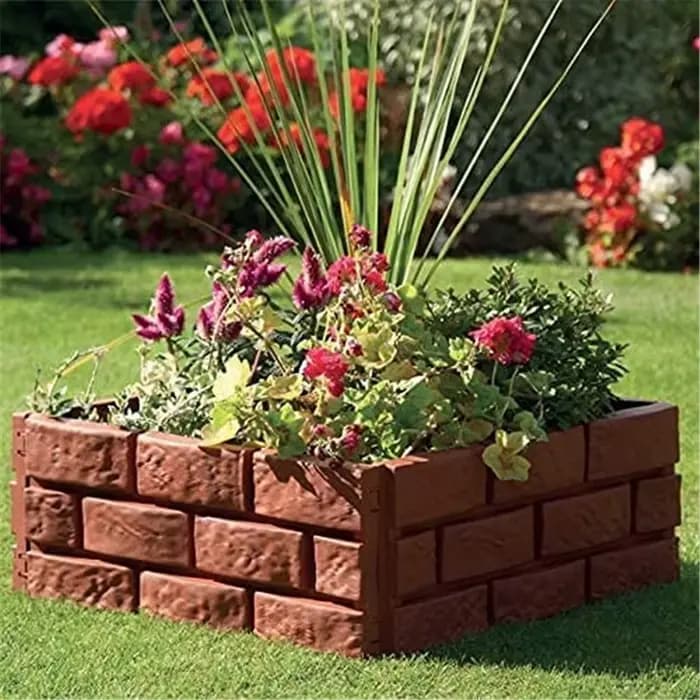Bordure de bordure de jardin décorative bricolage, fleur enge, bordure de lit, imbriqué, effet brique de charbon, extérieur, 1PC