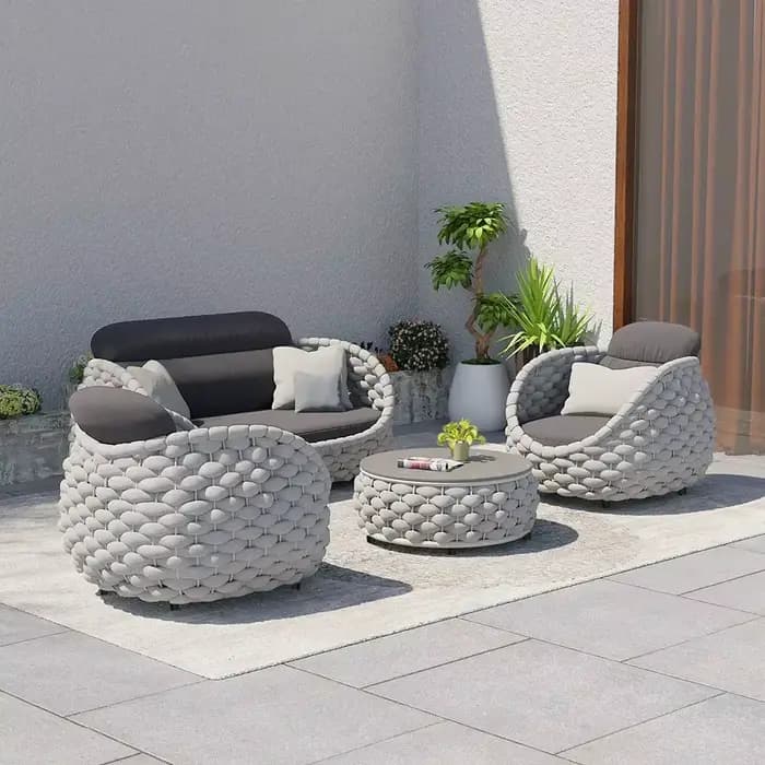 Coussin imperméable pour terrasse d'extérieur, corde confortable, tissage en osier et rotin, meubles de Patio tissés à la main, ensemble de canapés de jardin