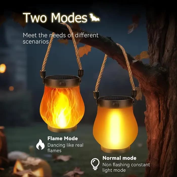 Lanternes solaires pour l'extérieur, lanternes à énergie solaire, résistantes à l'eau, design flamme vacillante, charge USB, ornement pour arbre