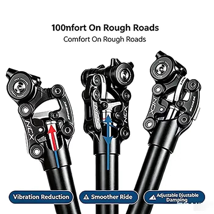 Tige de selle à suspension SR Suntour CNC, débattement de 50 mm, longueur de 350 mm, amortissement réglable multi-tailles 27,2-33,9 mm pour VTT
