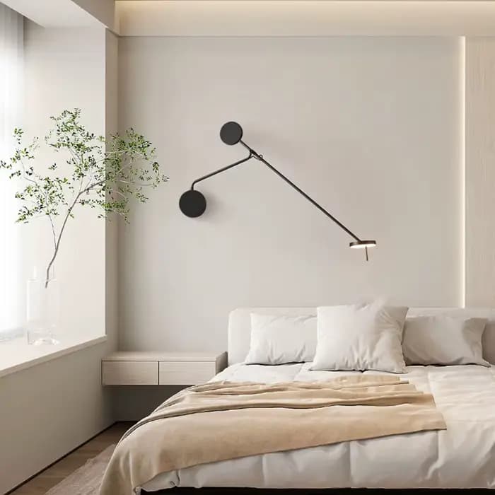 Image moderne applique murale italienne Invisible mur LED lampe de lecture pour lit chambre salon bureau noir bras Long applique murale