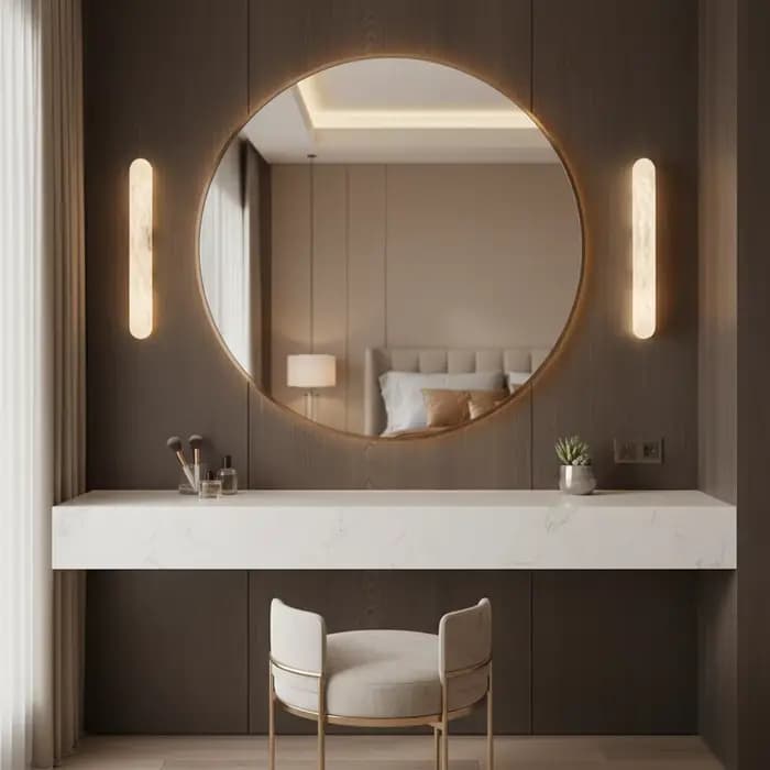 Applique murale en laiton massif et marbre naturel pour miroir de salle de bain, chambre à coucher et décoration de salon moderne