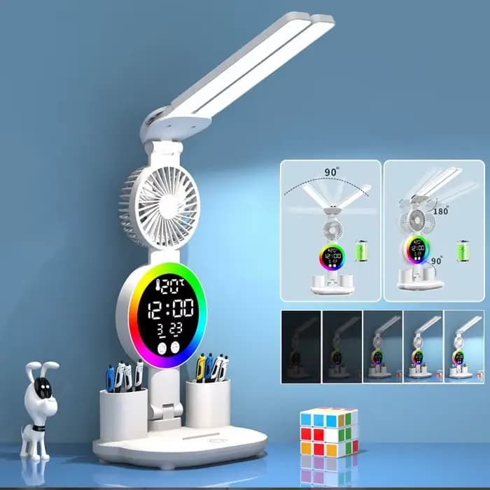 Lampe de Table Led Rechargeable pour étude lampe de bureau lecture veilleuse avec ventilateur horloge affichage chambre chevet lecture Led lampes de bureau