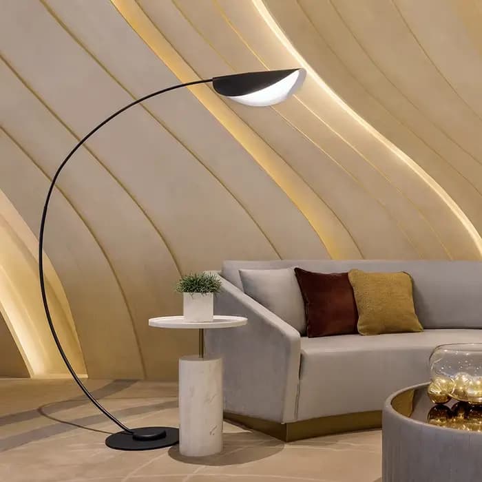 Lampadaire LED moderne en Arc noir Parabola, lampe industrielle américaine pour chambre à coucher, décoration de salon, lumières de canapé d'angle sur pied