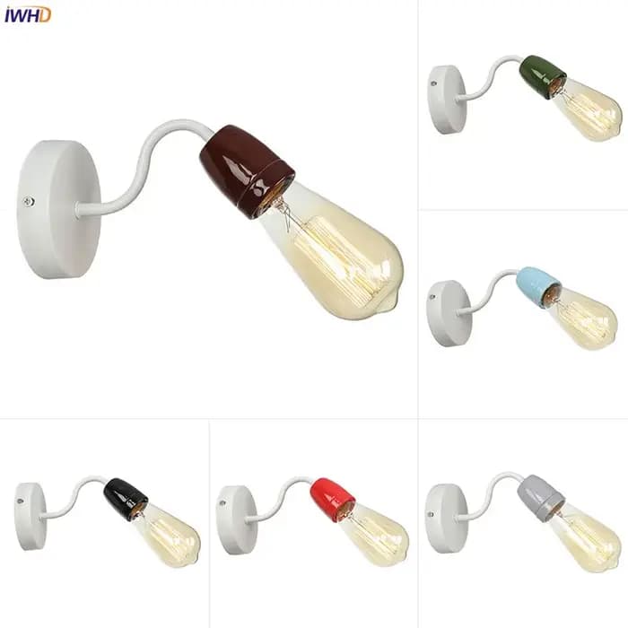 IWHD coloré en céramique mur LED lampe Loft salon chambre lampe de chevet salle de bain miroirs nordique minimalisme applique murale