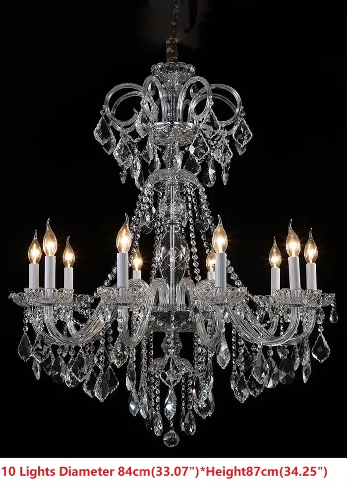 Lustre à bougie en cristal transparent, lampe de projet d'hôtel, luminaire de lustre créatif, style européen, villa et club, salon