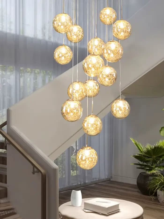 Lustre moderne loft en métal plaqué pour salon chambre hôtel élégance éclairage led chambre principale occasion spéciale