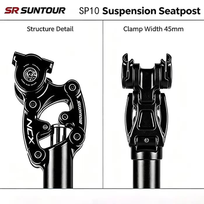 Tige de selle à suspension SR Suntour CNC, débattement de 50 mm, longueur de 350 mm, amortissement réglable multi-tailles 27,2-33,9 mm pour VTT