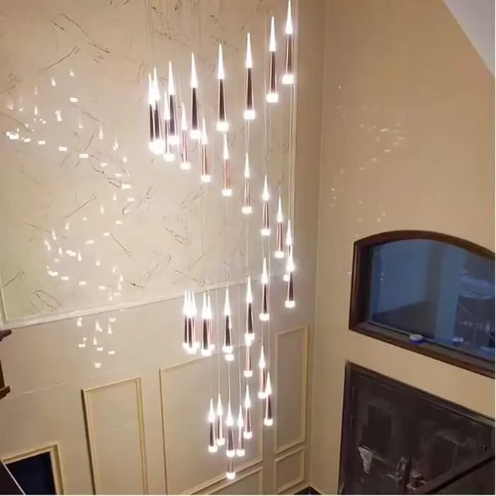 Anneau LED moderne Long lustre salon chambre cuisine escalier éclairage Villa Rotation intérieur décor à la maison suspension