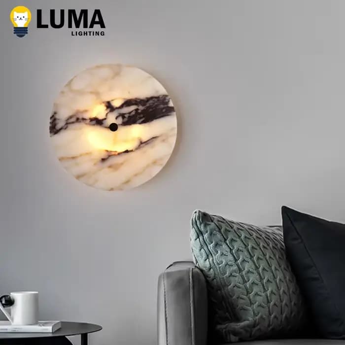 Applique murale ronde en marbre Calacatta en pierre naturelle de luxe italienne pour salon, chevet de chambre à coucher, couloir, décoration murale