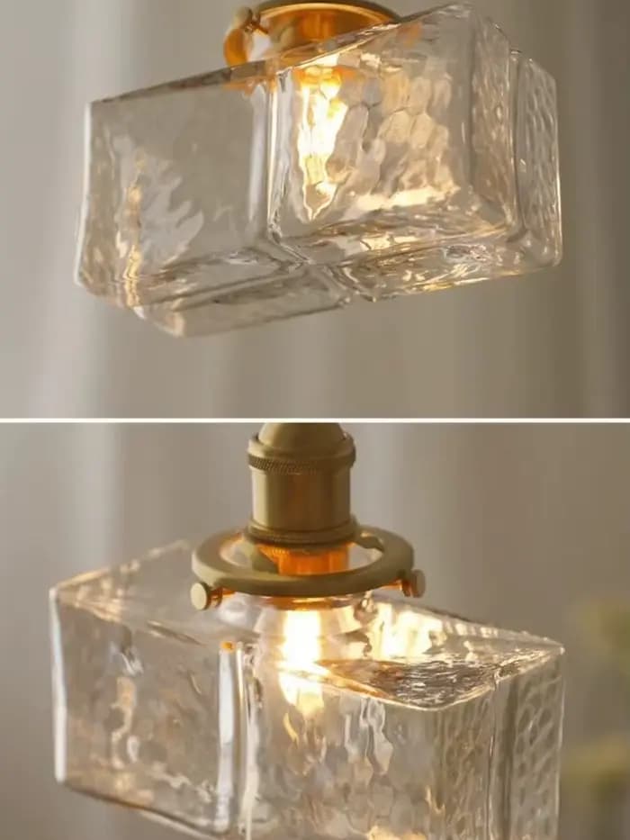 Lampe suspendue en verre rétro japonais, en cuivre jaune, pour chambre à coucher, salle à manger, étude, hôtel, lustre, décoration d'intérieur E27