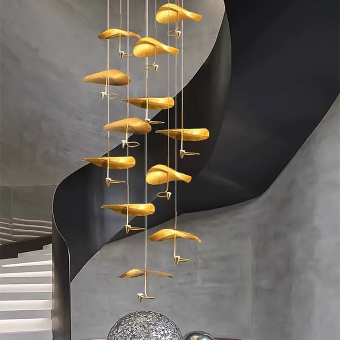 Plafonnier au Design Nordique Moderne en Cuivre, Luminaire Décoratif d'Nik, Idéal pour un Loft, un Salon ou des Escaliers