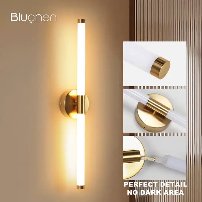 Applique murale LED conçue 400 550mm applique murale Double abat-jour haut vers le bas salle de bain applique murale lumière d'image dorée
