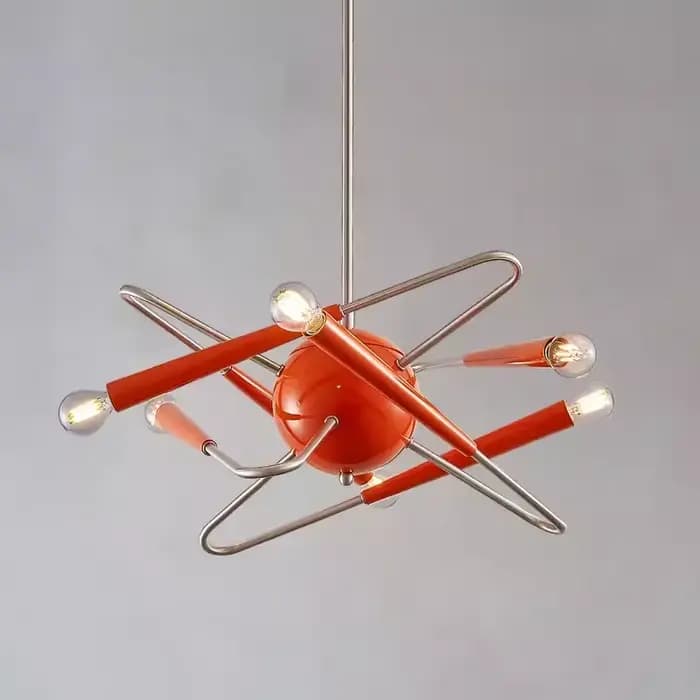Plafonnier LED Sputnik Orange au Design Artistique, Éclairage d'Nik, Luminaire Décoratif de Plafond, Idéal pour un Salon, une Villa, une Salle à Manger ou une Chambre à Coucher