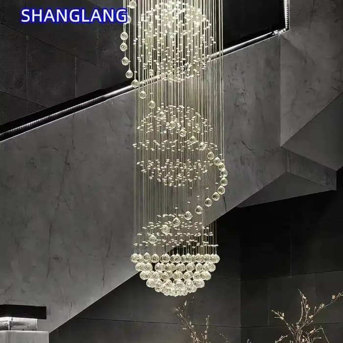 Lustre en cristal LED au design spirale moderne pour salon, chambre à coucher, hôtel, escalier, luminaire de plafond intérieur