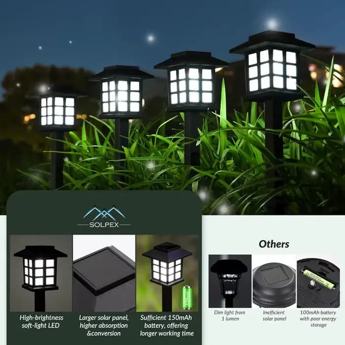 Paquet de 2 lumières solaires de voie lampe solaire extérieure éclairage paysager étanche pour jardin cour Patio passerelle allée Camping décor