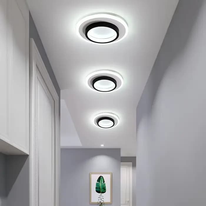 LED allée plafonniers trois couleurs lampe moderne LED plafond lustre balcon entrée escalier décor à la maison luminaires LED Lustre