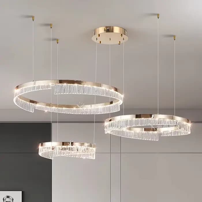 Lustre Led de luxe en aluminium, lampe suspendue pour salon, chambre à coucher, salle à manger, or pâle, lampes italiennes Art d