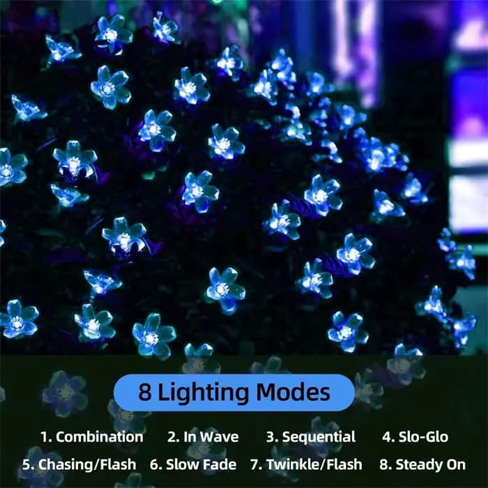 Lumière solaire de jardin fleur extérieure chaîne solaire lumières étanche fée Simulation guirlandes florales lampe décoration de noël