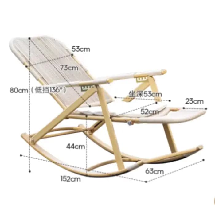 Chaise pliante à bascule en rotin, repose-pieds en bois, Chaise longue de jardin pliante, inclinable, Patio, meubles portables