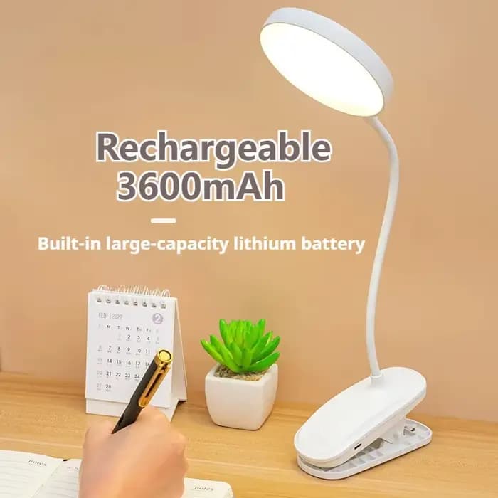 Lampe de Table Led Rechargeable par USB, veilleuse avec pince pliante, support d'étude, lampe de lecture tactile, 3 Modes de gradation, lumière de Protection des yeux