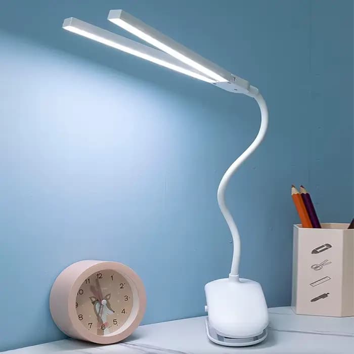 Lampe de Table de lecture LED à Double tête avec Clip, contrôle tactile, lumière variable, Protection des yeux, pour chambre à coucher, dortoir, bureau d'étude