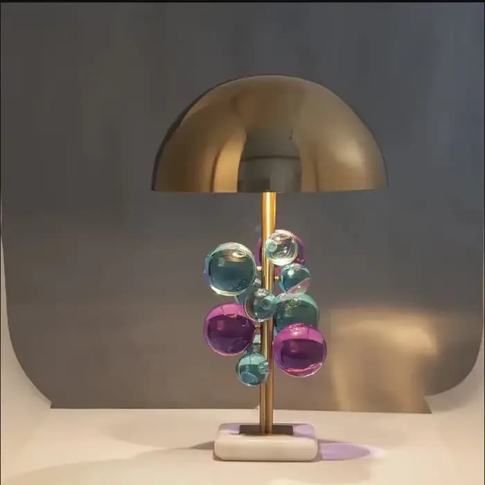 Lampe Nordique Boule de Verre Colorée Lampe Champignon Design Italien Décoration Salon Lumière Lecture Chambre Art Déco LED Verre Métal