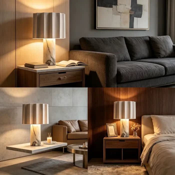 Lampe de table moderne minimaliste en marbre, abat-jour en tissu plissé, lampe de chevet pour chambre à coucher, comptoir de bar, lampe de table décorative tactile