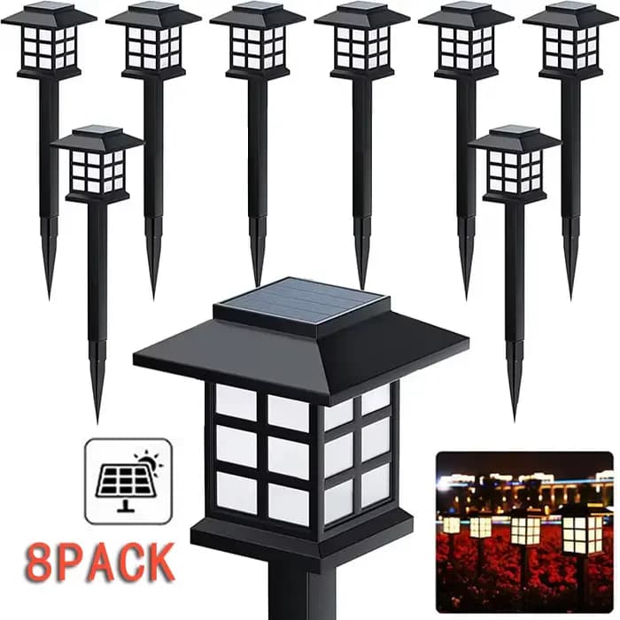 Paquet de 8 lumières solaires de jardin de voie paysage extérieur imperméable pour cour Patio passerelle allée décor solaire pelouse lampe éclairage