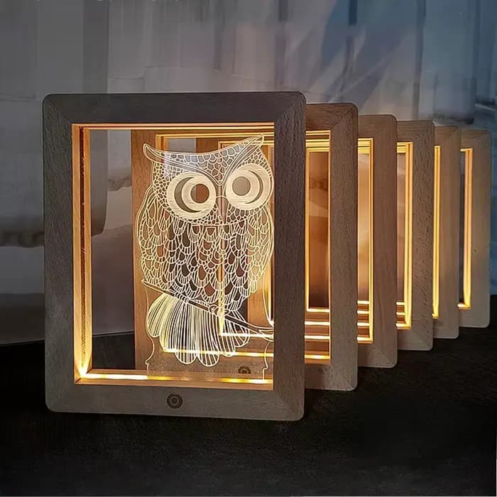 Cadre Photo en bois, lampe de luminosité, décor créatif, cadre Photo en bois avec veilleuse LED, cadeau pour amoureux de la famille