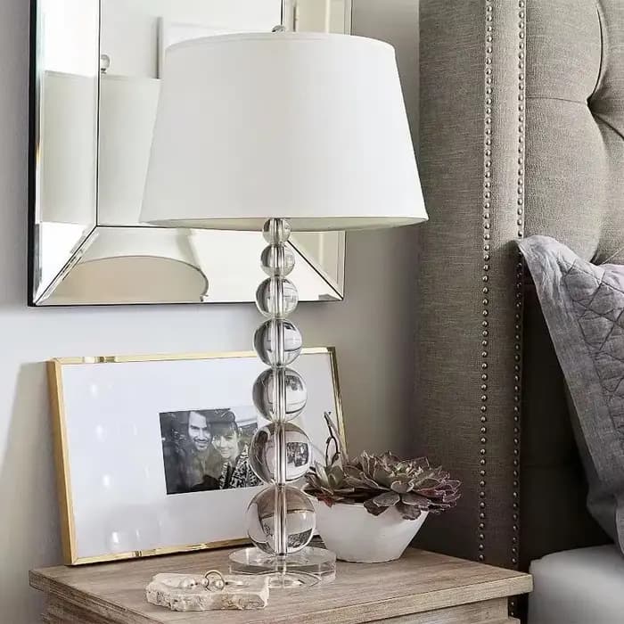 Lampe de sol en tissu de luxe américaine, lampe à boule de verre en cristal, lampe de salon créative, lampe de chevet de chambre à coucher, lampe de lecture artistique nordique