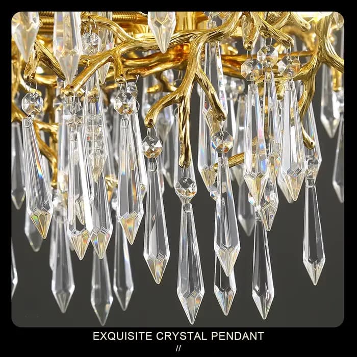 Lustre en cristal de branche d'or, plafonnier de luxe moderne, cuisine, salle à manger, salon, chambre à coucher