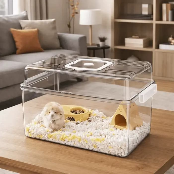 Cage à Hamster transparente de grand espace, conception de boucle, Ventilation, habitat de Hamster, exercice de Cage d'extérieur Durable pour Hamster