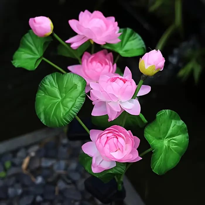 Le jardin solaire fleurs décoratives allume la lumière extérieure imperméable de piquet de Lotus pour la lampe solaire de voie de marche de porche de cour de Patio de campagne