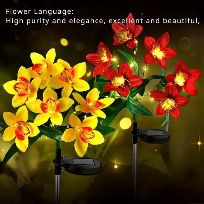 Lampe solaire LED Orchidée pour pelouse, éclairage paysager extérieur, lumières de sol pour mariage, fête, jardin, camping estival, décoration de la maison, Saint-Valentin