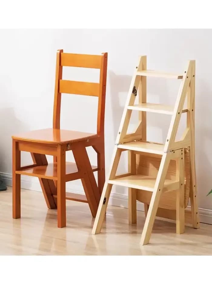 Chaise à échelle en bois massif, chaise pliante à double usage, tabouret à pédale d'escalade intérieure, multifonction