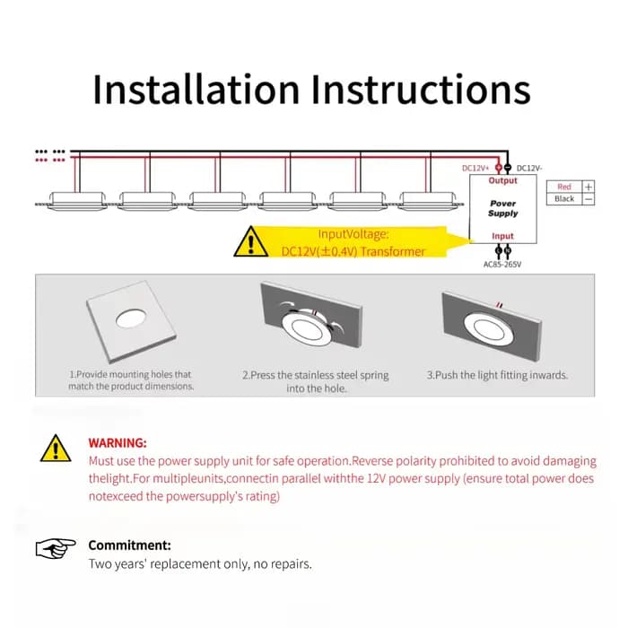 Projecteur encastré LED 12V, lampe avec pilote AC110 ~ 220V, pour armoire à miroir, caravane, Van, garde-robe