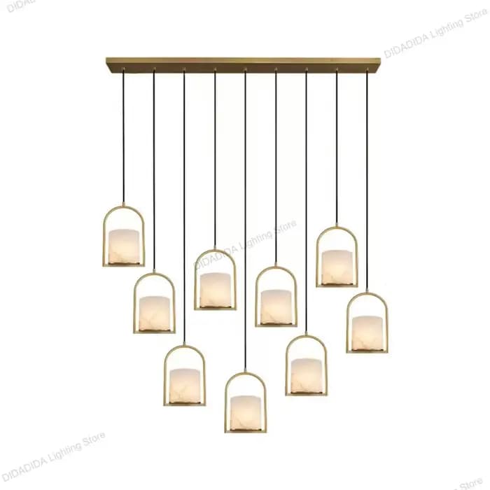 Lampe suspendue de luxe en marbre pour plafonds, en acier inoxydable, en laiton, argent, noir, à intensité variable, Design moderne, nouvelle collection 2025