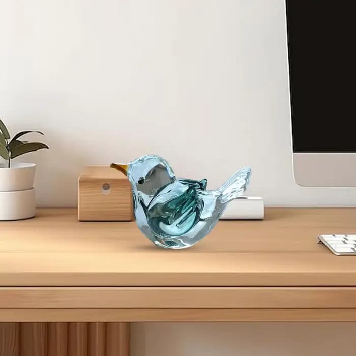 Mini Figurine d'oiseau soufflé en verre fabriqué à la main, petite Statue d'oiseau à collectionner, ornement pour la maison, étagère, décoration d'armoire