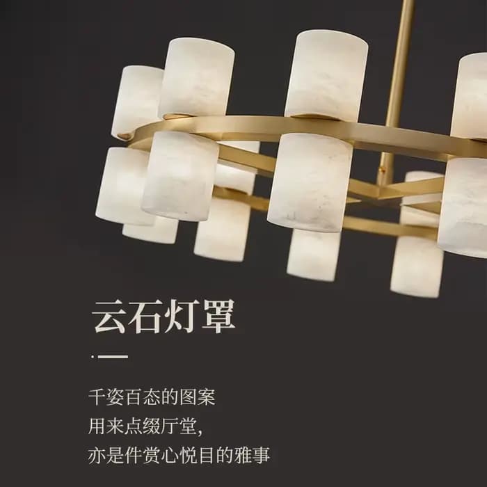 Luminaire suspendu élégant en cuivre et marbre pour l'éclairage moderne de la maison dans le salon, la salle à manger, la chambre à coucher