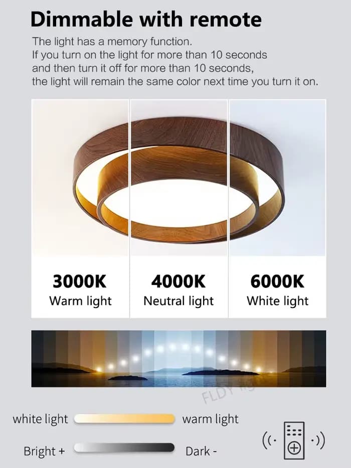 Menvix-Plafonnier LED en Bois au Design Nordique, Luminaire Décoratif d'Nik, Idéal pour un Salon, une Salle à Manger, un délégations ou une Chambre à Coucher
