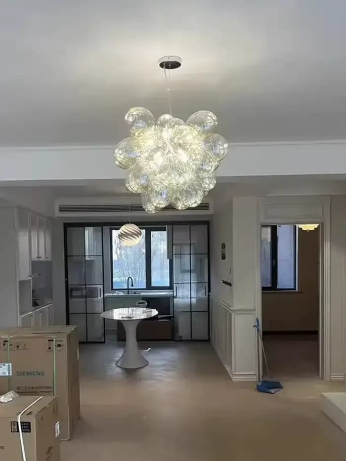 Lustre bulle nordique en verre gris fumé, suspension créative de luxe pour chambre, salon, restaurant