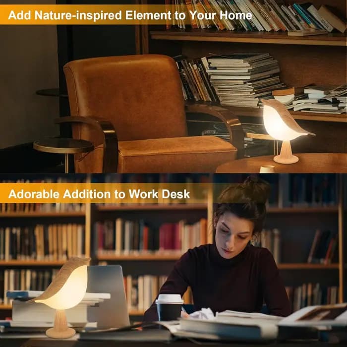 Lampe LED pour oiseaux à commande tactile, Art déco, 3 niveaux réglables, USB sans fil avec batterie Rechargeable, polyvalente pour toutes les pièces, 1 pièce