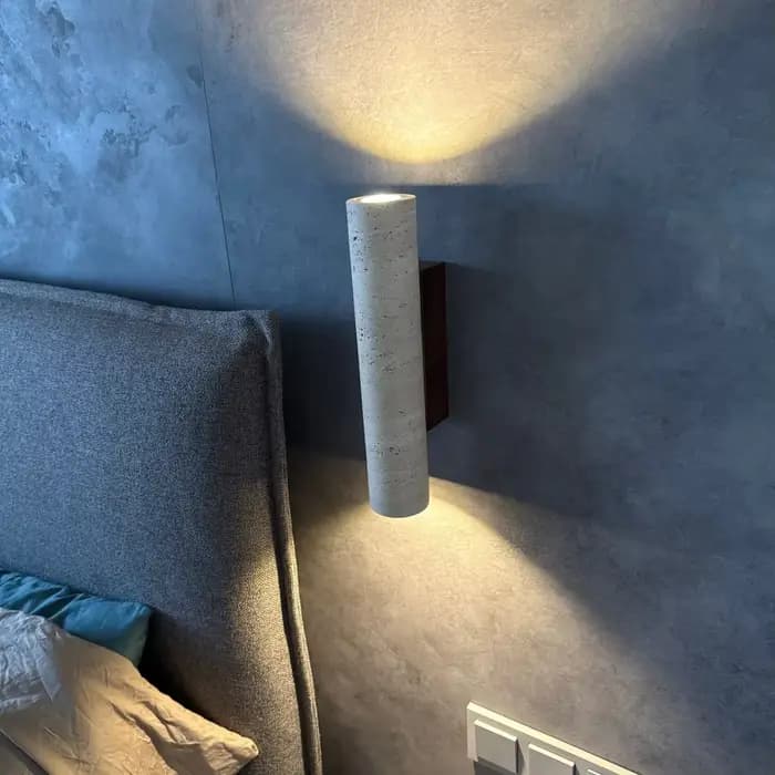 Applique murale en travertin, luminaire en pierre naturelle avec ampoule E27 pour chambre à coucher, salon