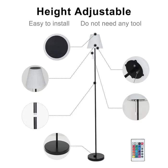 Lampadaire extérieur solaire sans fil avec capteur de lumière, chargeur 62USB, étanche, aste