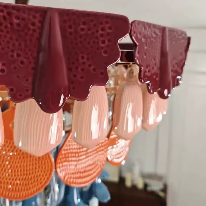 Nordique rétro luxe céramique LED lustre salon Restaurant Villa hôtel chambre couleur plafonnier design décor éclairage