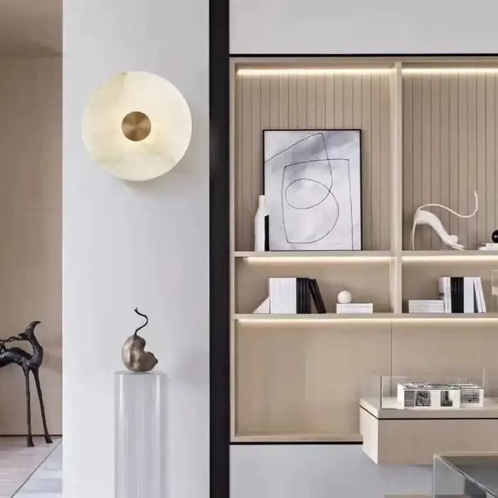Applique murale en marbre naturel espagnol, luminaire décoratif d'intérieur, idéal pour un salon, une fond de télévision, un luxe, tout en cuivre, une chambre à coucher ou une chambre à coucher